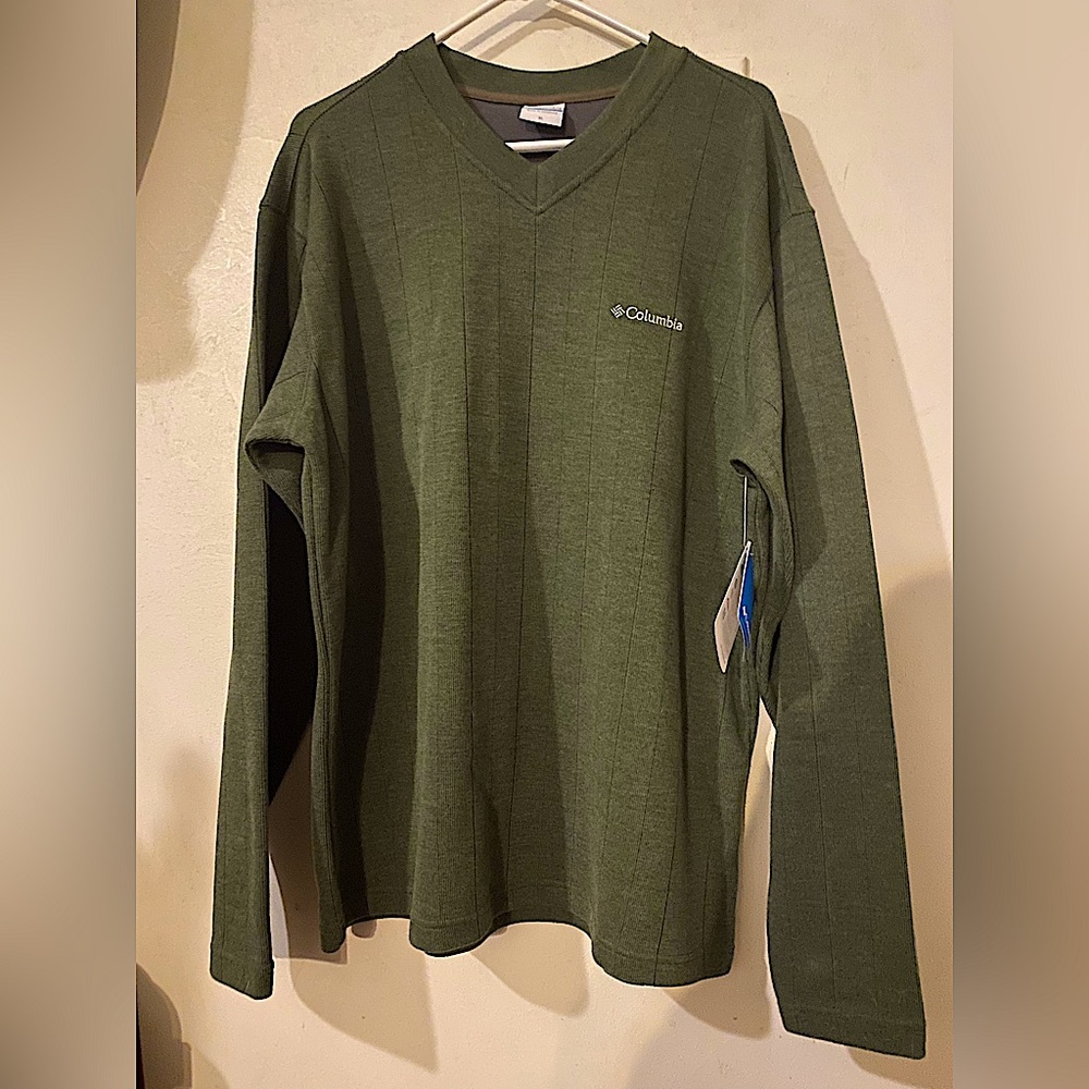Green Columbia north rim V neck XL never worn very soft - Picture 1 of 4